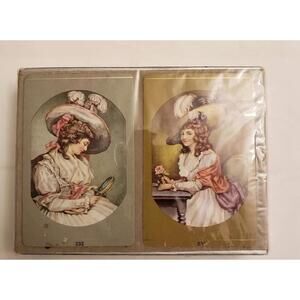 2 Decks Congress Playing Cards Vintage CEL-U- TONE FINISH Victorian Ladies.